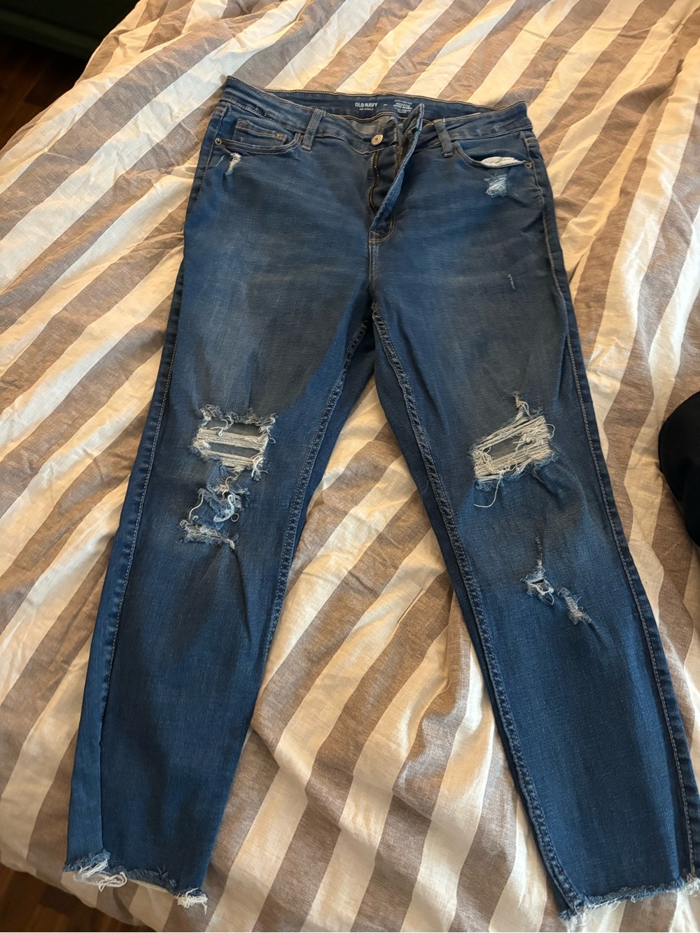 Old Navy Dark Blue Distressed Skinny Jeans